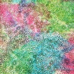 Abstract Floral Fabric 64x22 Watercolor Dots Cotton Blend Boho Craft Remnant